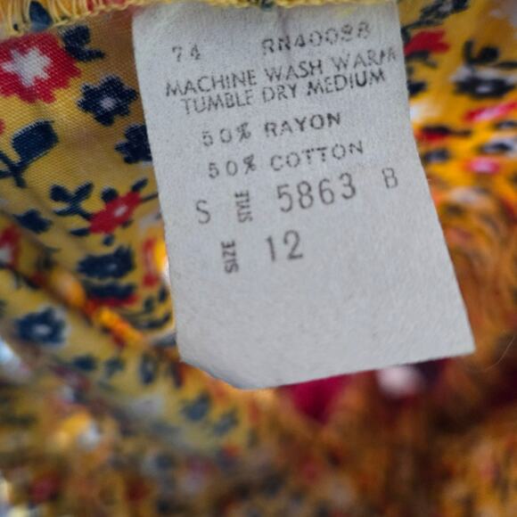 Vintage 70s Prairie Maxi Skirt Boho Calico Floral Patchwork Tiered Lace - Picture 7 of 7